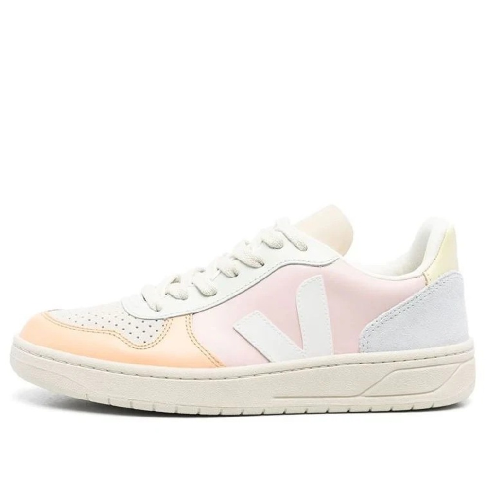 Veja V-10 Leather Womens Size 9 Sneakers White/petale /Multicolor Shoes NEW - Picture 4 of 6